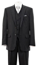Load image into Gallery viewer, Men's Three Piece Black Pinstripe Suit Regular Fit Fortini 5702V10