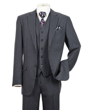 Load image into Gallery viewer, Men's Three Piece Gray Pinstripe Suit Regular Fit Fortini 5702V10