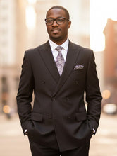 Load image into Gallery viewer, Men's Black Striped Double Breasted Suit Fortini 5911