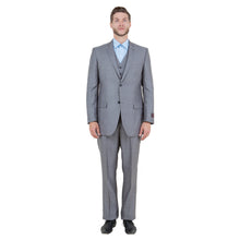 Load image into Gallery viewer, Gray Solid Shiny Sharkskin 3-PC Regular Modern Fit Suits