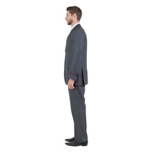 Load image into Gallery viewer, Steel Navy Solid Shiny Sharkskin 3-PC Regular Modern Fit Suits