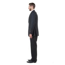 Load image into Gallery viewer, Steel Navy Solid Shiny Sharkskin 3-PC Regular Modern Fit Suits