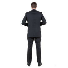 Load image into Gallery viewer, Steel Navy Solid Shiny Sharkskin 3-PC Regular Modern Fit Suits