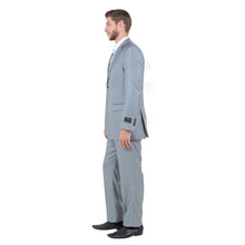 Load image into Gallery viewer, Lt. Gray Solid Shiny Sharkskin 3-PC Regular Modern Fit Suits
