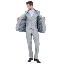 Load image into Gallery viewer, Silver Men's Sharskin Slim-Fit 3-Piece Suit