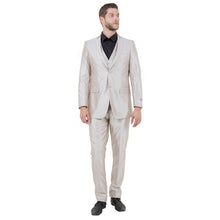 Load image into Gallery viewer, Champagne Men's Sharskin Slim-Fit 3-Piece Suit