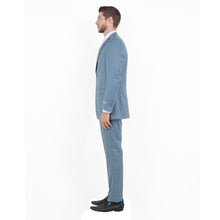 Load image into Gallery viewer, Smoke Blue Men's 2pc Sharkskin Suit Slim-Fit