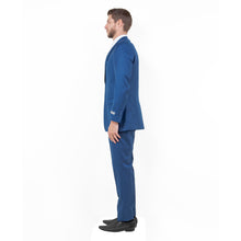 Load image into Gallery viewer, Blue Men's 2pc Sharkskin Suit Slim-Fit