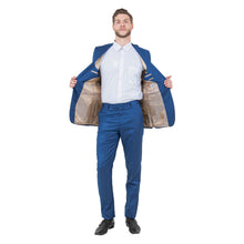 Load image into Gallery viewer, Blue Men's 2pc Sharkskin Suit Slim-Fit