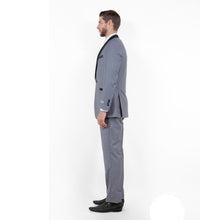 Load image into Gallery viewer, Gray / Black Solid with Black Shawl Collar Trim 2-PC Slim Fit Suits