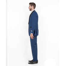 Load image into Gallery viewer, Blue / Black Solid with Black Shawl Collar Trim 2-PC Slim Fit Suits