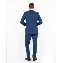 Load image into Gallery viewer, Blue / Black Solid with Black Shawl Collar Trim 2-PC Slim Fit Suits