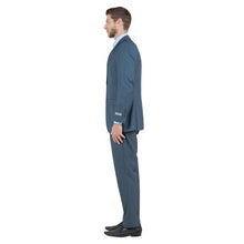 Load image into Gallery viewer, Blue Men's Slim-Fit 3-Piece Sharkskin Suit