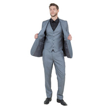 Load image into Gallery viewer, Grey Men's Slim-Fit 3-Piece Sharkskin Suit