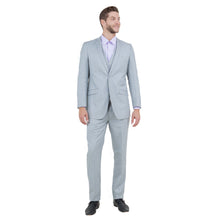 Load image into Gallery viewer, Light Grey Men's Slim-Fit 3-Piece Sharkskin Suit