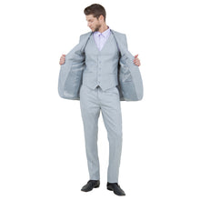 Load image into Gallery viewer, Light Grey Men's Slim-Fit 3-Piece Sharkskin Suit