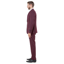 Load image into Gallery viewer, Burgundy Men's Ultra Slim-Fit 3pc Suit w/ Expandable Waistband