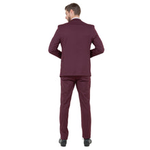 Load image into Gallery viewer, Burgundy Men's Ultra Slim-Fit 3pc Suit w/ Expandable Waistband