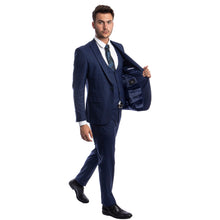 Load image into Gallery viewer, Blue Men's Ultra Slim-Fit 3-Piece Glen Check Suit