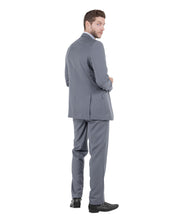 Load image into Gallery viewer, Mid Grey Men's Hybrid-Fit 3pc Paisley Suit w/ Wide Black Shawl Collar