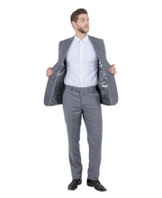 Load image into Gallery viewer, Mid Grey Men's Hybrid-Fit 3pc Paisley Suit w/ Wide Black Shawl Collar