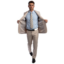 Load image into Gallery viewer, Tan Men's Hybrid-Fit 3pc Paisley Suit w/ Wide Black Shawl Collar