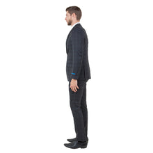 Load image into Gallery viewer, Men's Skinny-Fit Glen Plaid 3pc Suit Set w/ U-Neck Vest