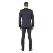 Load image into Gallery viewer, Men's Skinny-Fit Glen Plaid 3pc Suit Set w/ U-Neck Vest
