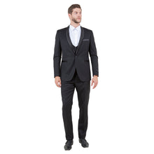 Load image into Gallery viewer, Men's Hybrid-Fit 3-Piece Suit w/ Satin Shawl Lapel