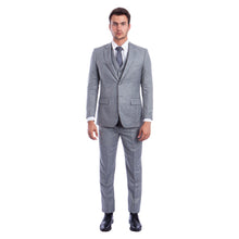 Load image into Gallery viewer, Men's Hybrid-Fit 3pc Sharkskin Suit w/ Expandable Waistband