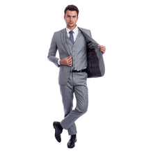 Load image into Gallery viewer, Men's Hybrid-Fit 3pc Sharkskin Suit w/ Expandable Waistband