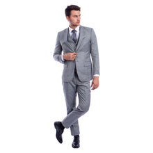 Load image into Gallery viewer, Men's Hybrid-Fit 3pc Sharkskin Suit w/ Expandable Waistband