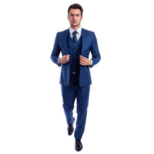 Load image into Gallery viewer, Men's Hybrid-Fit 3pc Sharkskin Suit w/ Expandable Waistband