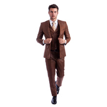 Load image into Gallery viewer, Men's Hybrid-Fit 3pc Sharkskin Suit w/ Expandable Waistband