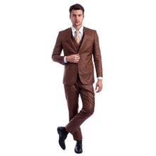 Load image into Gallery viewer, Men's Hybrid-Fit 3pc Sharkskin Suit w/ Expandable Waistband