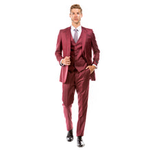 Load image into Gallery viewer, Men's Hybrid-Fit 3pc Sharkskin Suit w/ Expandable Waistband