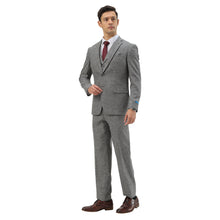 Load image into Gallery viewer, Men's Hybrid-Fit 3pc Tweed Suit w/ Expandable Waistband