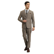 Load image into Gallery viewer, Men's Hybrid-Fit 3pc Tweed Suit w/ Expandable Waistband