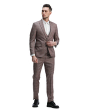 Load image into Gallery viewer, Mens Suit 3pc Plaid Peak Lapel Suit With Matching Double Breasted Vest & Pants For All Ocassions