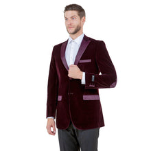 Load image into Gallery viewer, Men's Modern Fit Velvet Blazer w/ Elbow Patch