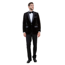 Load image into Gallery viewer, Men's Velvet Slim-Fit Blazer w/ Satin Shawl Collar