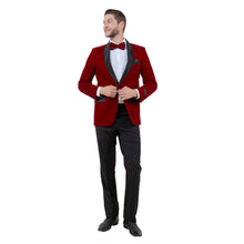 Load image into Gallery viewer, Men's Velvet Slim-Fit Blazer w/ Satin Shawl Collar
