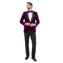 Load image into Gallery viewer, Men's Velvet Slim-Fit Blazer w/ Satin Shawl Collar