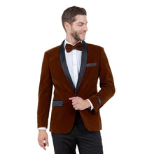 Load image into Gallery viewer, Men's Velvet Slim-Fit Blazer w/ Satin Shawl Collar