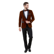 Load image into Gallery viewer, Men's Velvet Slim-Fit Blazer w/ Satin Shawl Collar