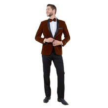 Load image into Gallery viewer, Men's Velvet Slim-Fit Blazer w/ Satin Shawl Collar