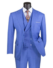 Load image into Gallery viewer, Modern Fit Fashion Suit French Blue 3 Piece Lapel Vest MV2K-2