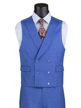 Load image into Gallery viewer, Modern Fit Fashion Suit French Blue 3 Piece Lapel Vest MV2K-2