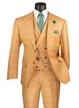 Load image into Gallery viewer, Men's Orange Plaid 1920s 3 Piece Suit with Vest Modern Fit MV2W-3