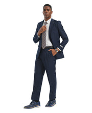 Load image into Gallery viewer, Mens Suit 2pc Navy Slim Fit Notch Lapel Suits